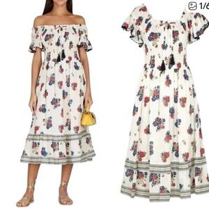 Tory Burch Meadows Folly Cotton Floral Smocked Dress